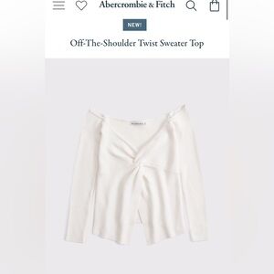 Abercrombie & Fitch Off-The-Shoulder Twist Sweater Top - Cream